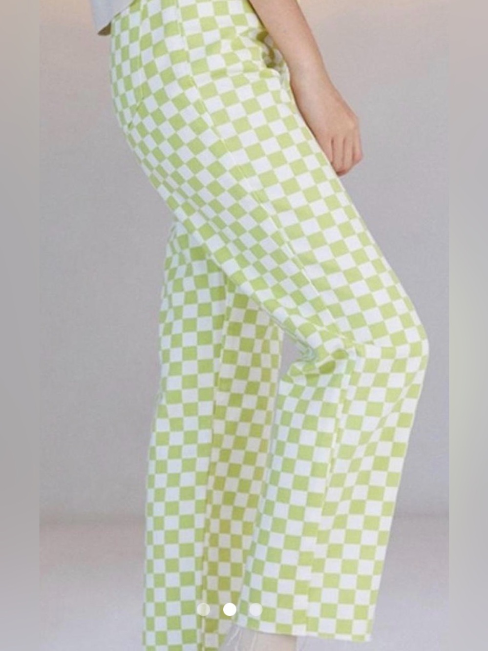 PacSun lime green checkered jeans - Picture 2 of 9